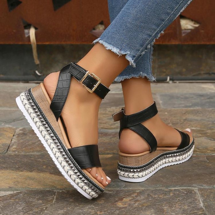 Damen Plateau-Sandalen mit schickem Riemchen-Design und komfortabler Sohle Drune