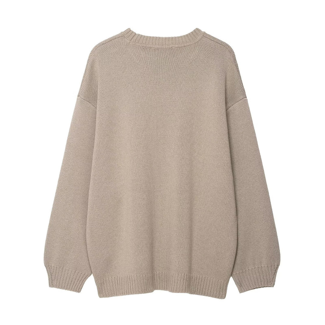Damen Modischer Strickpullover mit lässigem Schnitt und weitem Saum Drune