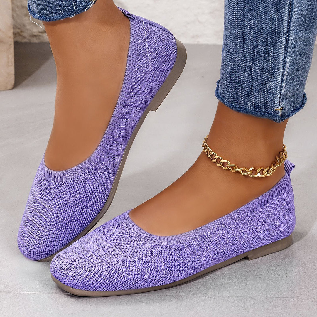 Damen Bequeme Ballerinas aus elastischem Strickmaterial mit flexibler Sohle Drune