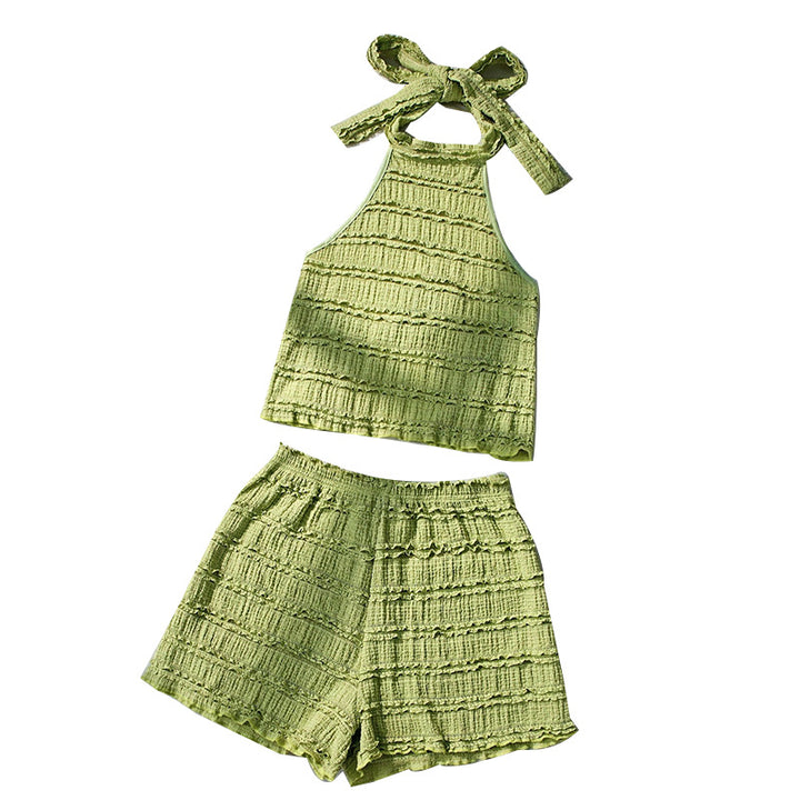 Damen luftiges Two-Piece Set aus strukturiertem Stoff Drune