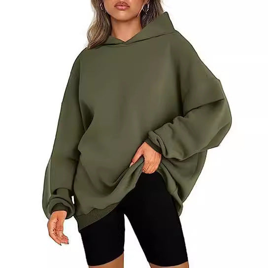 Damen oversized Kapuzenpullover mit seitlichen Schlitzen Drune