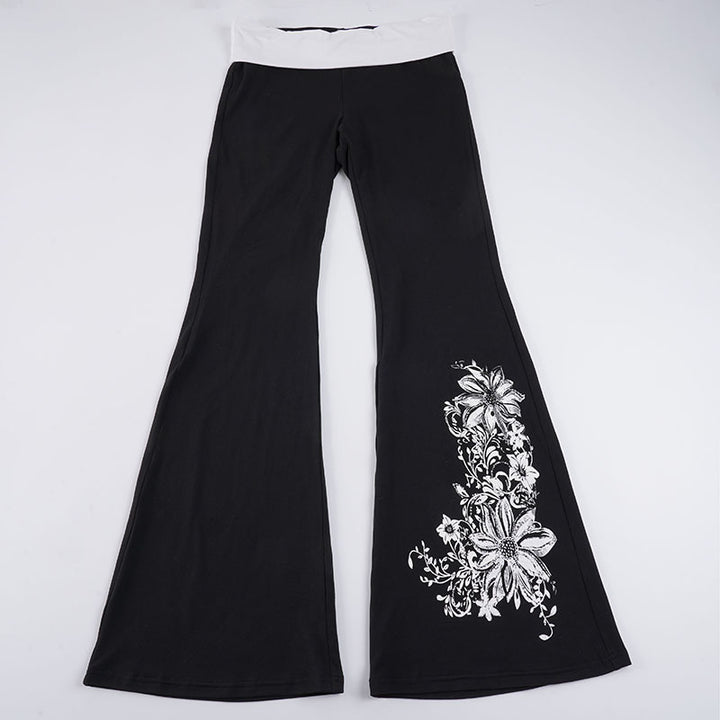 Damen Flared Yoga-Hose mit floralem Druck und hohem Bund Drune
