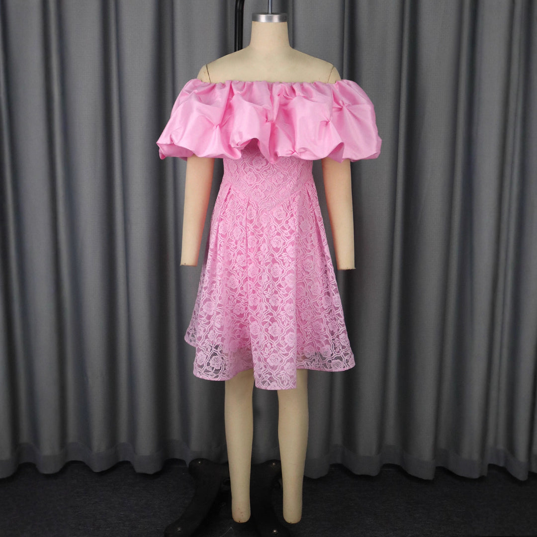 Damen Cocktailkleid mit voluminösem Rüschensaum Drune