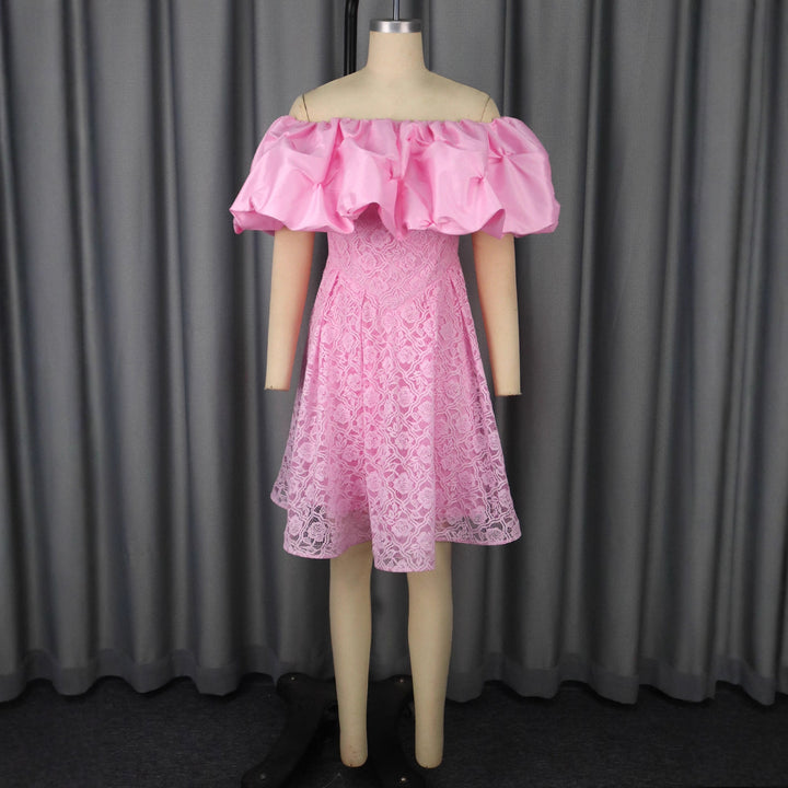 Damen Freizeitkleid mit schulterfreiem Volant Drune
