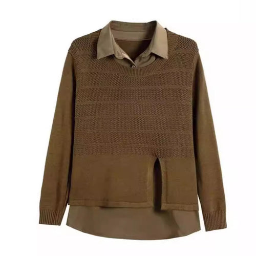 Damen Modischer Layered Pullover mit Struktur Drune