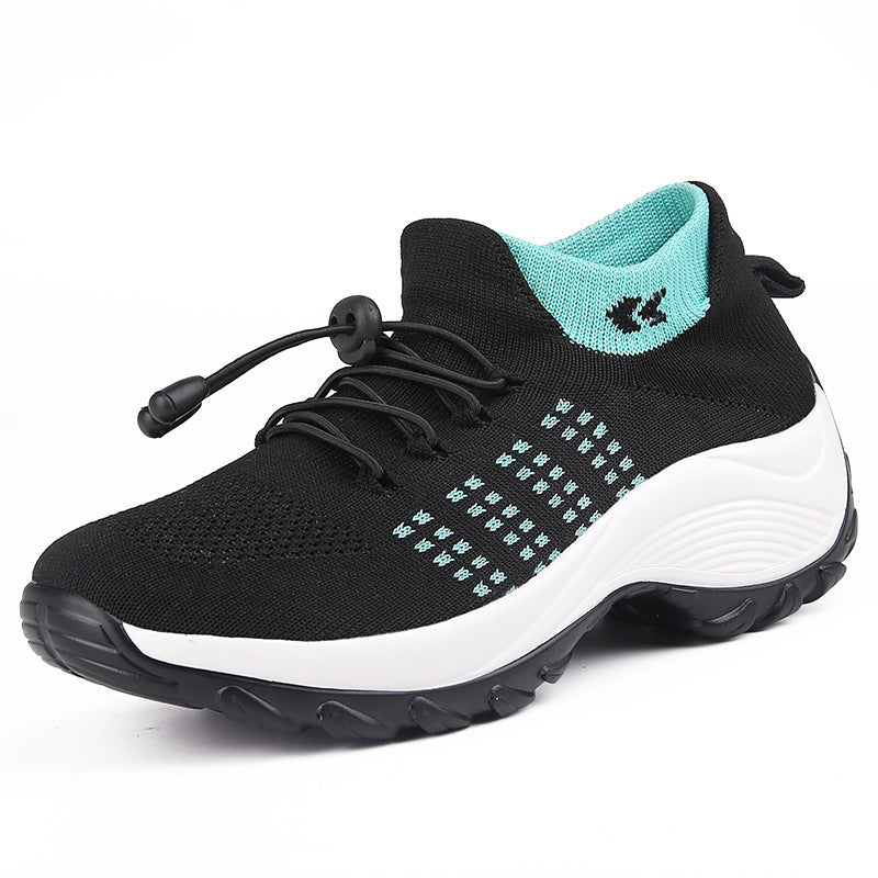 Damen nan gestrickter sockenähnlicher Sportschuh mit elastischem Schaft und stoßdämpfender Laufsohle Drune
