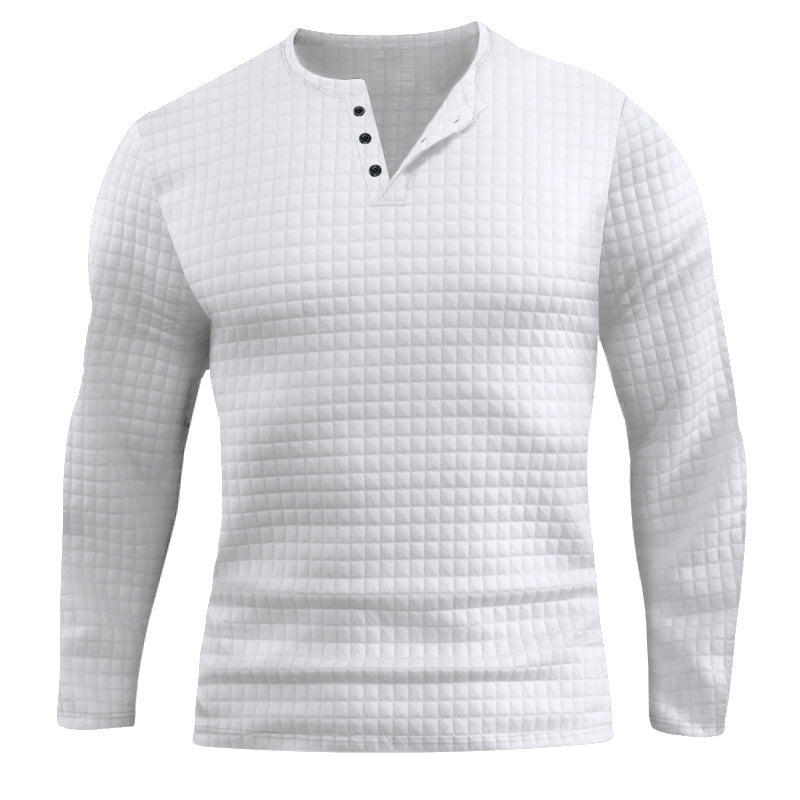 Herren Langarmshirt mit strukturiertem Design und modischem Knopfverschluss Drune