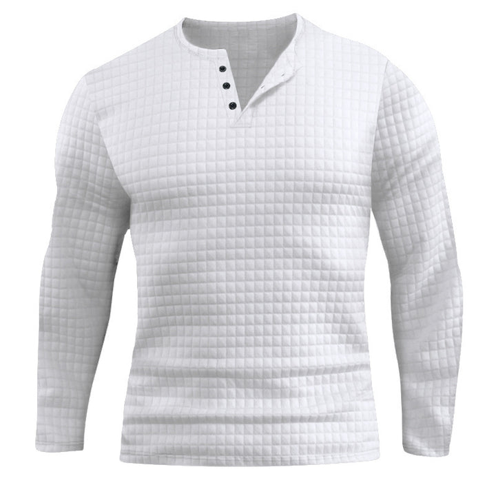 Herren Langarmshirt mit strukturiertem Design und modischem Knopfverschluss Drune