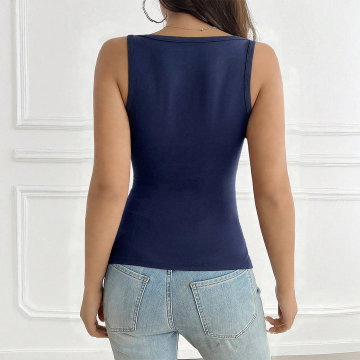 Damen Figurnahes Trägershirt mit Knopfleiste und elastischem Stoff Drune