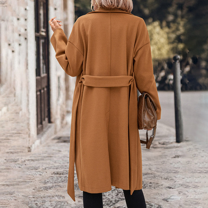 Damen eleganter Trenchcoat mit taillierbarem Gürtel und modernem Schnitt Drune