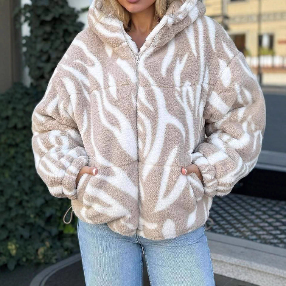 Damen kuscheliger Fleece-Jacke mit oversized Schnitt Drune