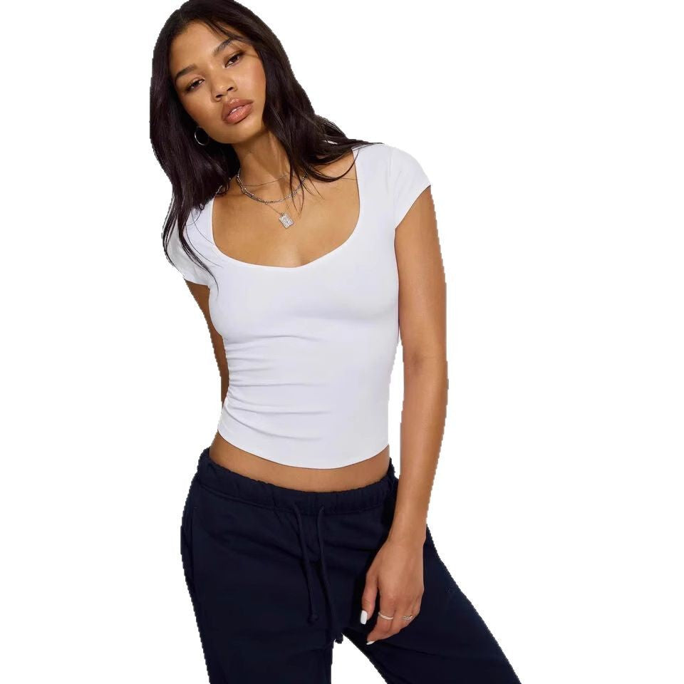 Damen figurbetontes Basic T-Shirt Drune