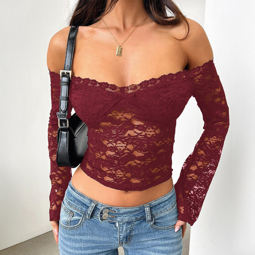 Damen Off-Shoulder Spitzentop Drune