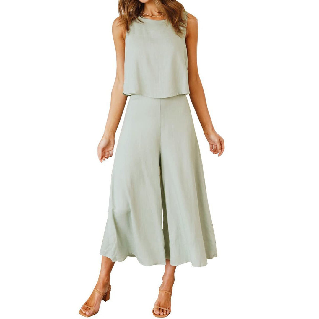 Damen Luftiger Jumpsuit mit schwingendem Bein und ärmellosem Design Drune