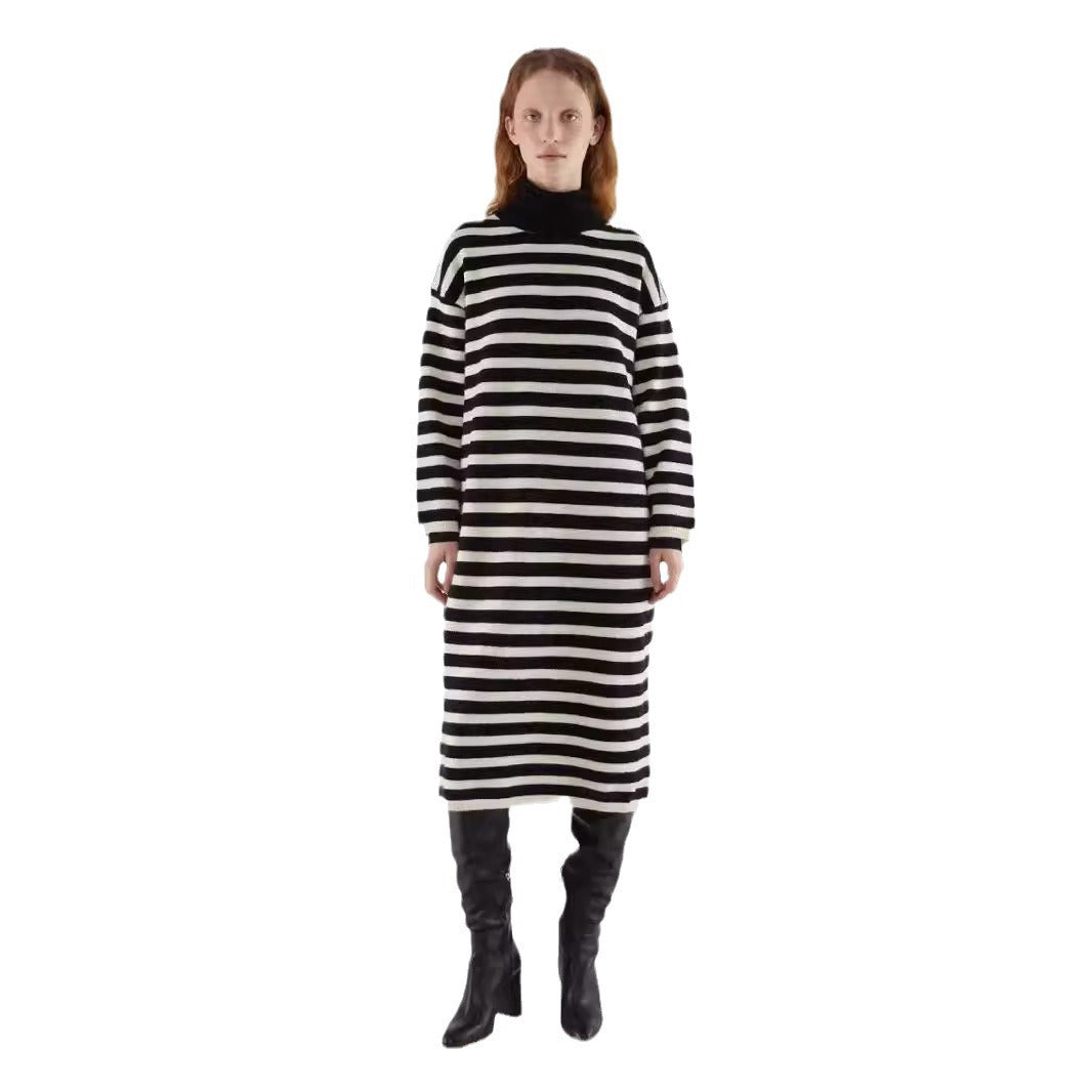Damen Strickkleid mit modernem Blockstreifenmuster und lässigem Schnitt Drune