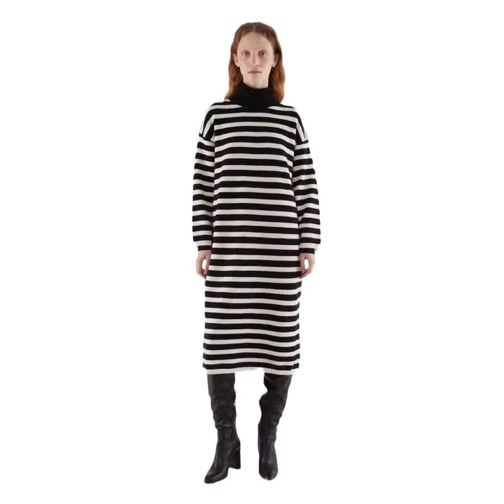 Damen Strickkleid mit modernem Blockstreifenmuster und lässigem Schnitt Drune