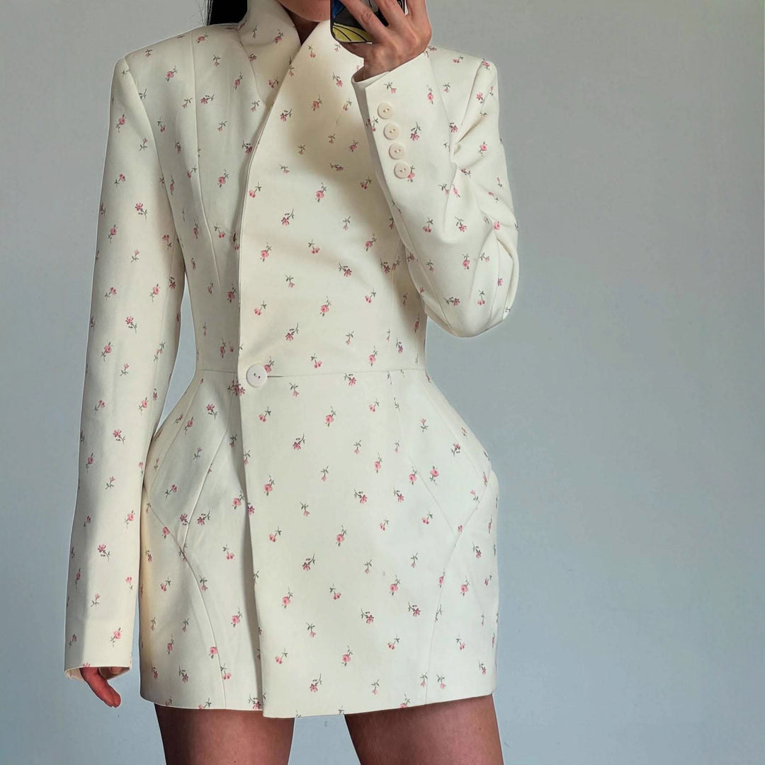 Damen Modischer Blazer-Rock mit floralem Design und taillierter Passform Drune