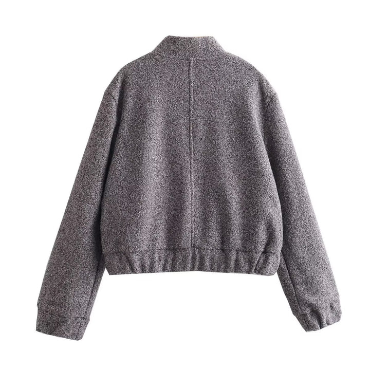 Damen lässige cropped Jacke mit großen aufgesetzten Taschen und elastischen Bündchen Drune
