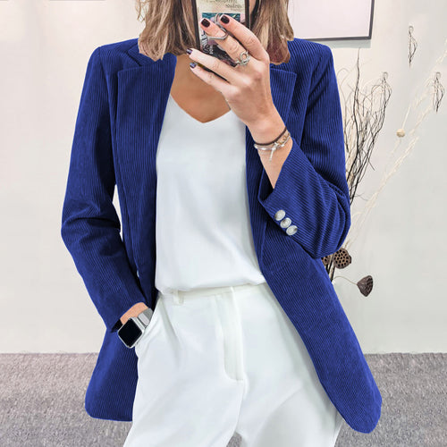 Damen Eleganter Blazer mit vertikalem Streifenmuster und schmaler Silhouette Drune