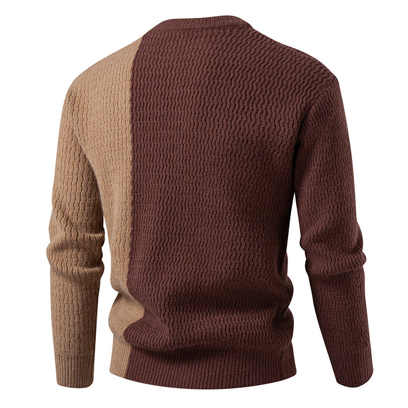 Herren nan zweigeteilter Strukturstrickpullover mit Zierband-Detail und Rundhalsausschnitt Drune
