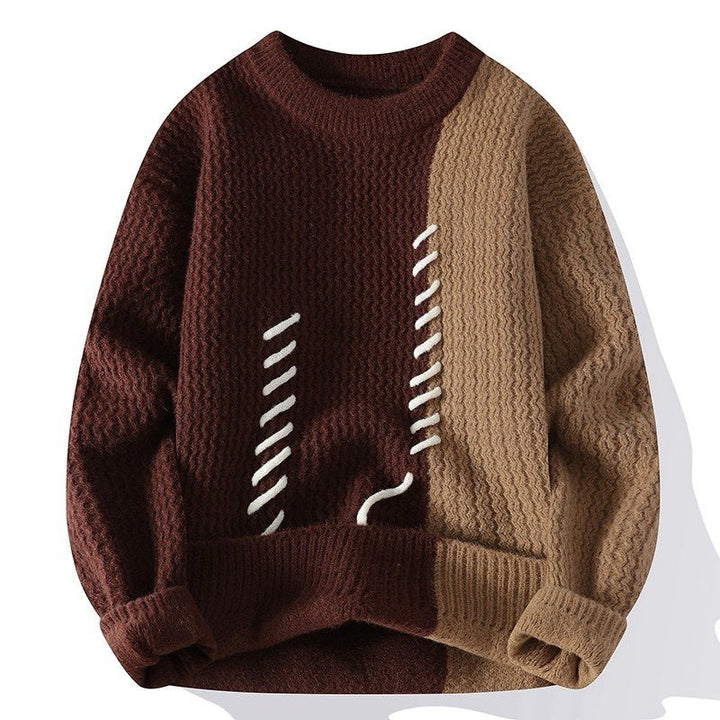 Unisex nan strukturierter Oversize-Strickpullover mit Zopfmuster und dekorativer Steppnaht Drune