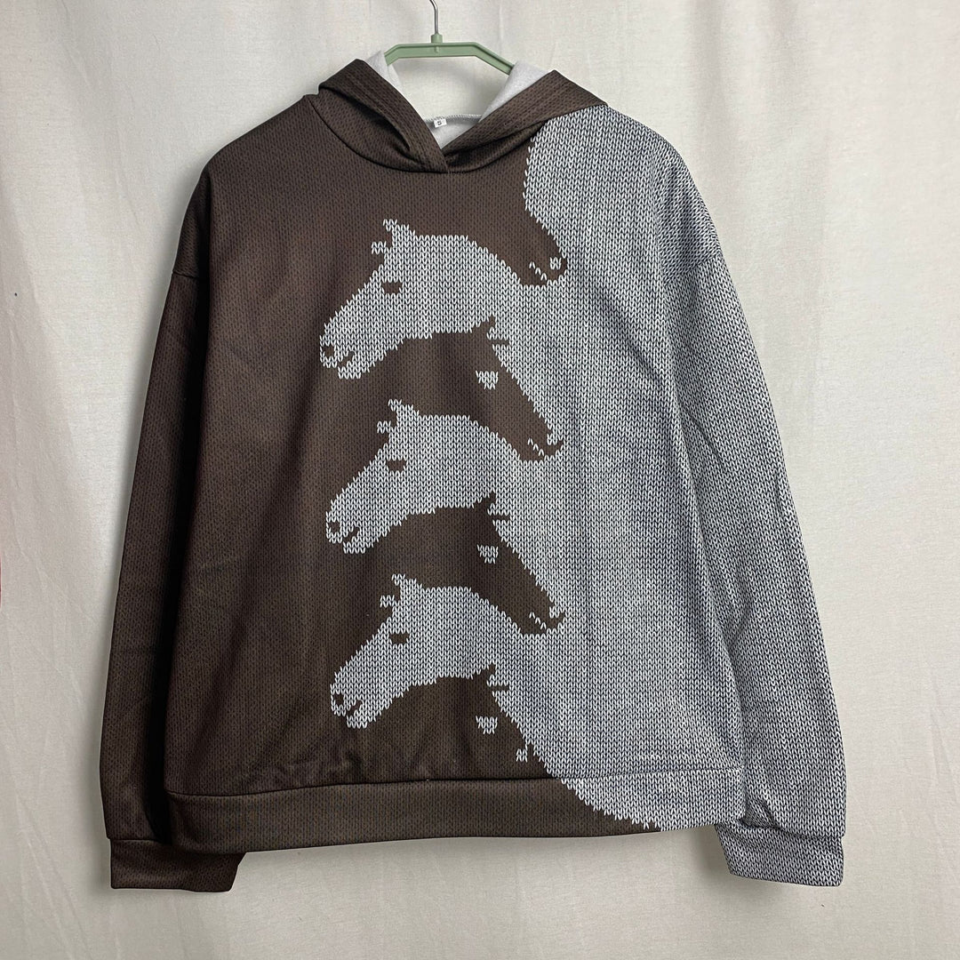 Damen Gemütlicher Hoodie mit Pferdemotiv Drune