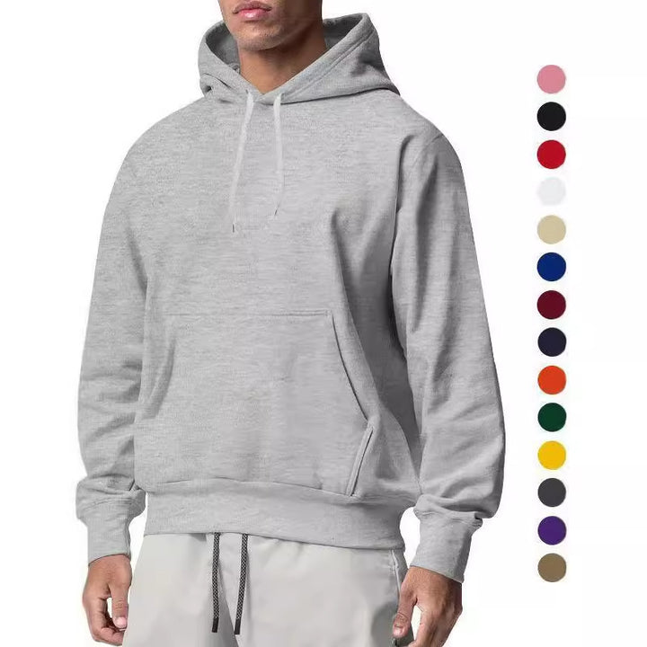 Herren nan Premium-Kapuzenpullover mit Kängurutasche, innen angerautem Fleece, verstärkter Nackennaht und geripptem Saum Drune