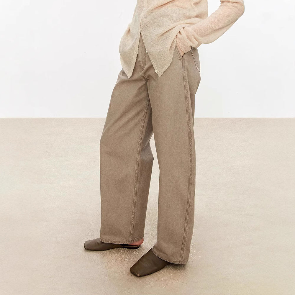 Damen weite Denim-Hose mit hohem Bund und komfortablem Schnitt Drune