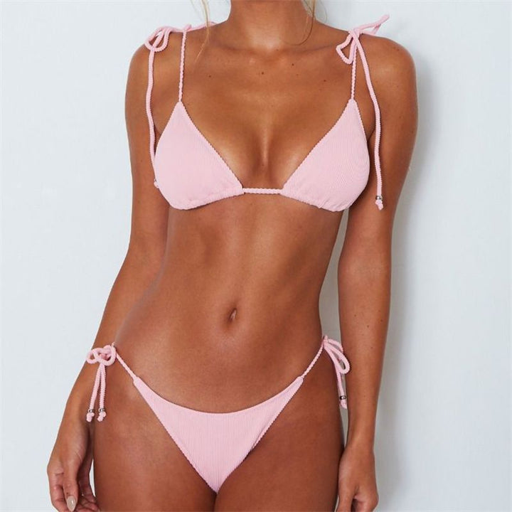 Damen Triangel-Bikini mit verstellbaren Kordelzügen und hohen Beinausschnitten Drune
