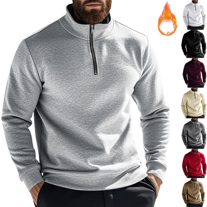 Herren nan thermischer Halbzip-Pullover mit Stehkragen und wärmendem Fleece-Innenfutter Drune