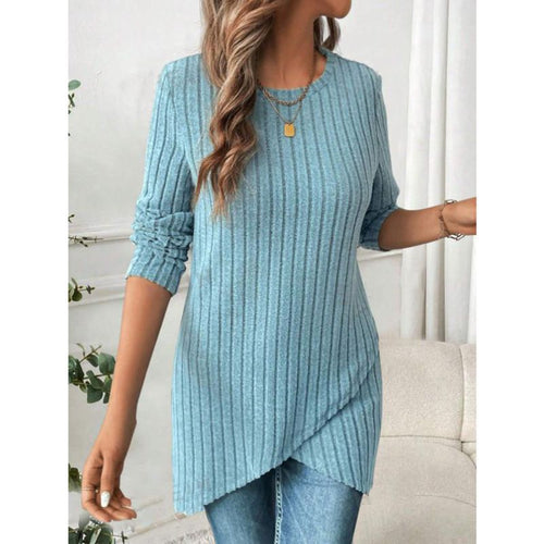 Damen Langärmliges Tunika-Shirt mit raffiniertem Wickeldesign Drune