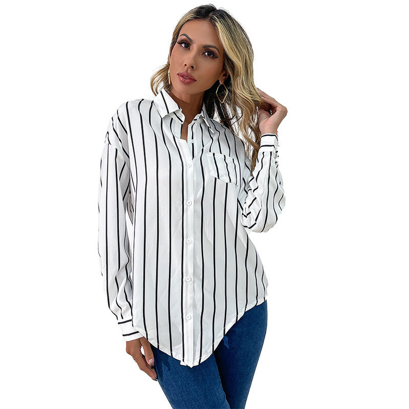 Damen gestreifte Bluse mit modischen Details und eleganter Passform Drune