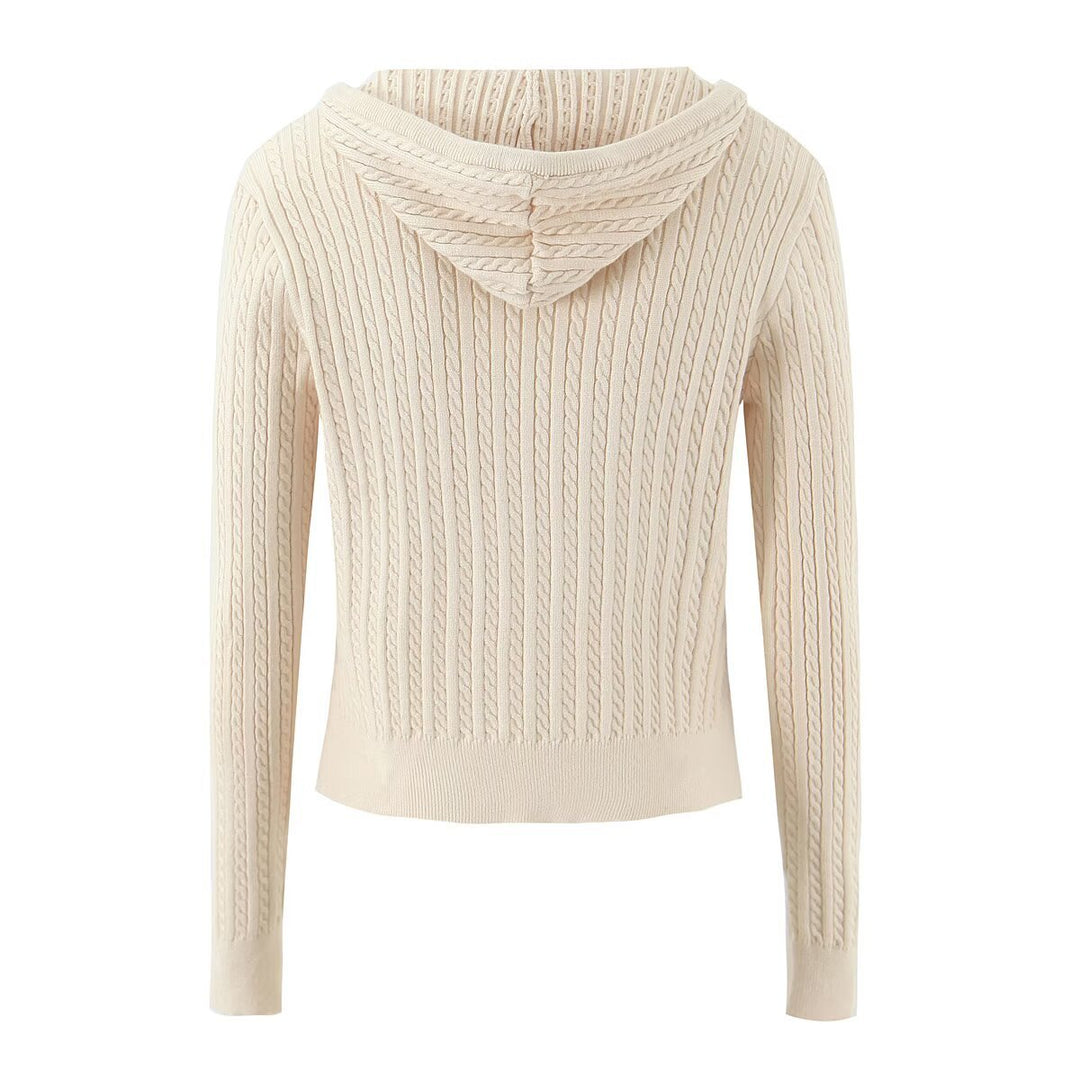 Damen modische Sweatjacke mit Struktur und integrierter Kapuze Drune