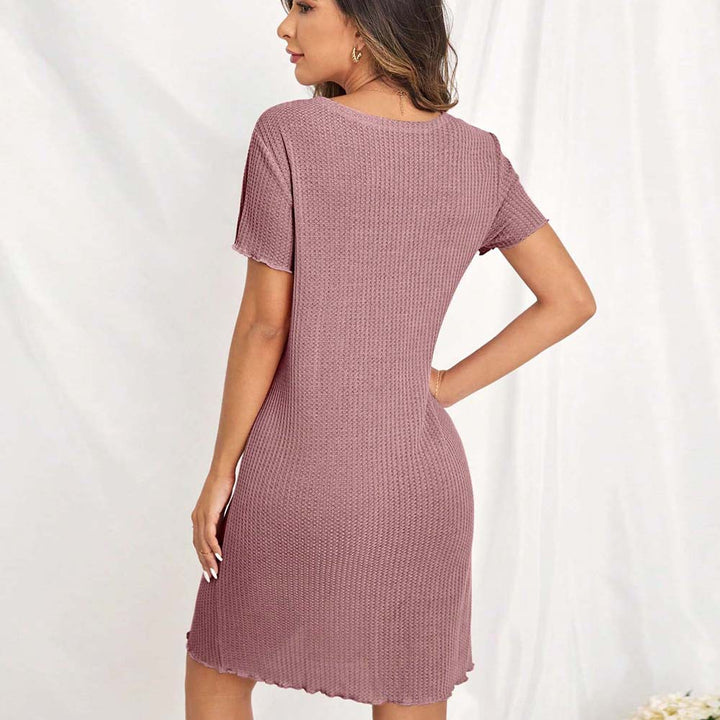 Damen Strick-Minikleid mit Knopfdesign und seitlichen Einschubtaschen Drune