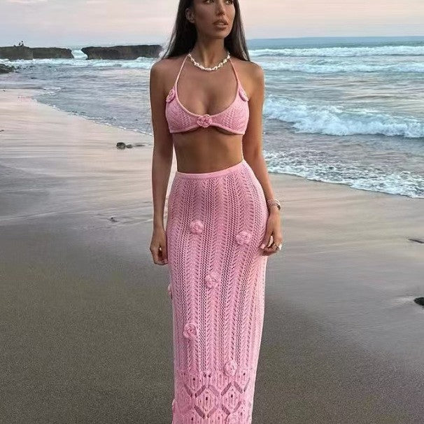 Damen Häkel-Strandkleid mit Kapuzenshirt Drune