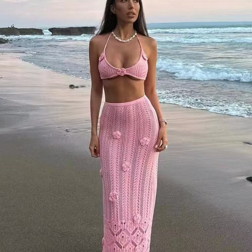 Damen Häkel-Strandkleid mit Kapuzenshirt Drune