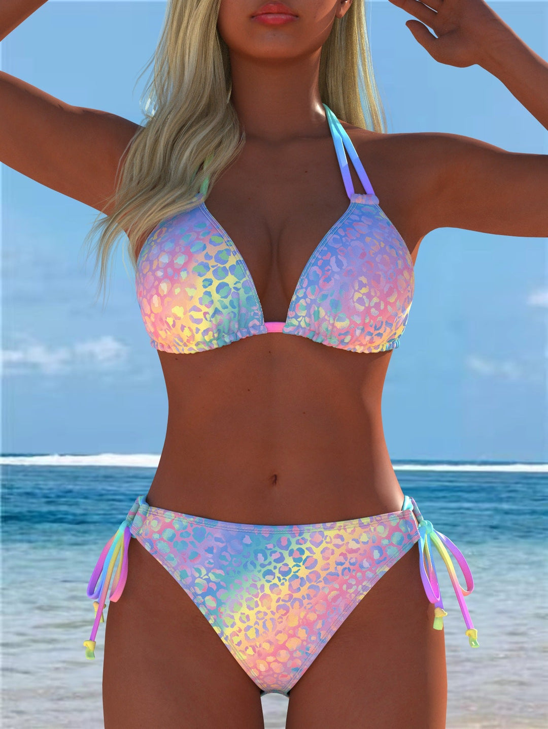 Damen Bikini-Set mit verspieltem Schnitt und trendigem Mustermix Drune