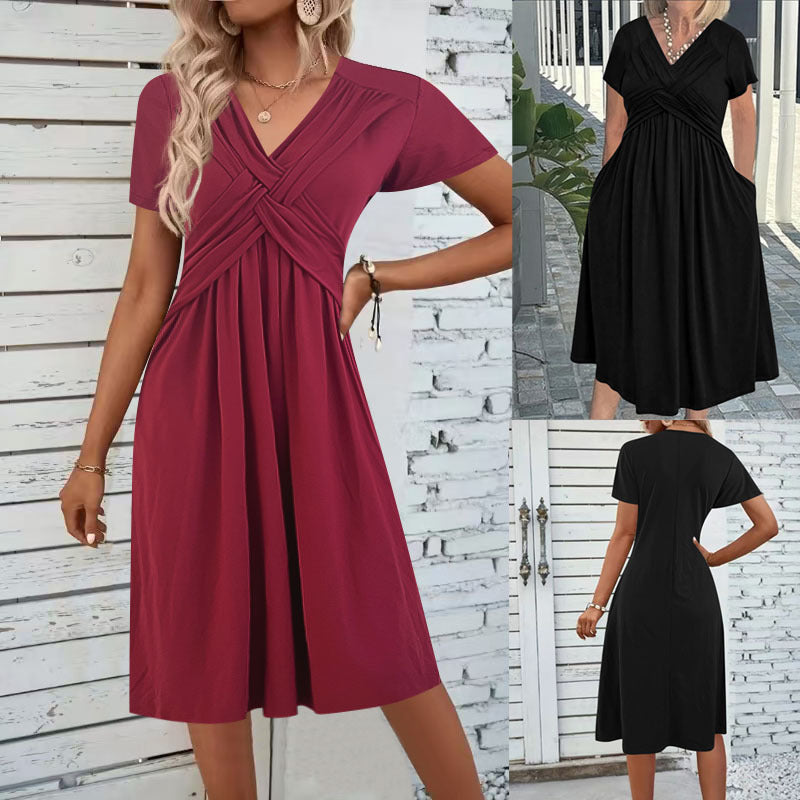 Damen Jumpsuit mit figurbetontem Wickeldesign und elegantem V-Ausschnitt Drune
