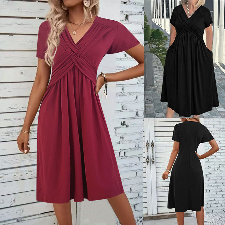 Damen Jumpsuit mit figurbetontem Wickeldesign und elegantem V-Ausschnitt Drune