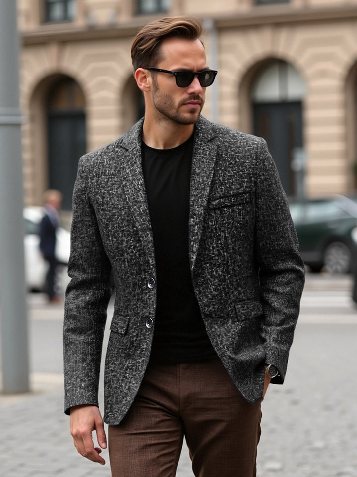 Herren eleganter strukturierten Blazer mit modernem Gewebe und stilvollen Details Drune