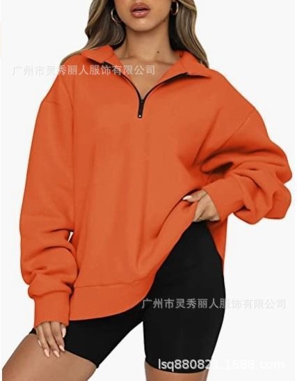 Damen Sportlicher Sweater mit Halbreißverschluss und oversized Passform Drune