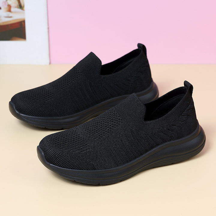 Damen nan atmungsaktiver Strick-Slipper mit viskoelastischer Innensohle und flexibler Gummilaufsohle Drune