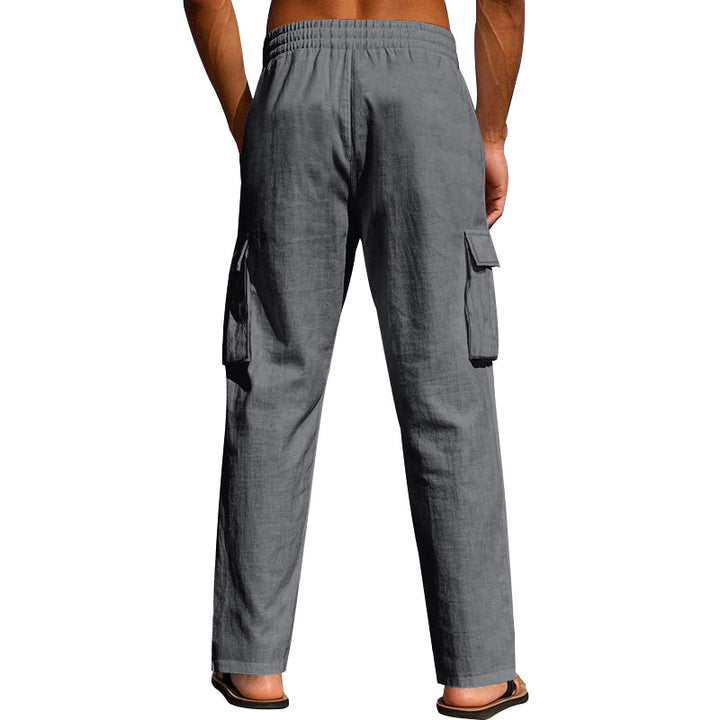 Herren nan lockere Cargo-Freizeithose mit elastischem Tunnelzugbund und mehreren Taschen Drune