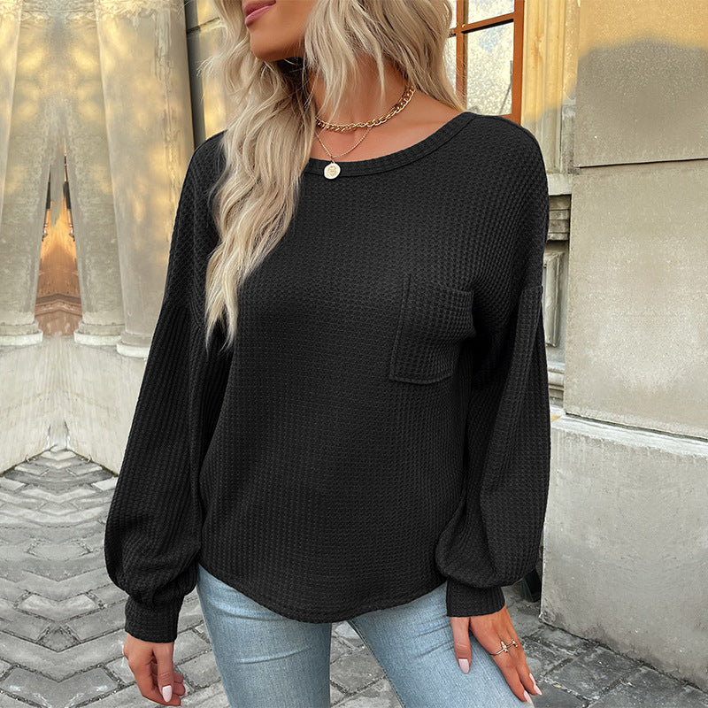 Damen Waffelstruktur Langarmshirt Drune