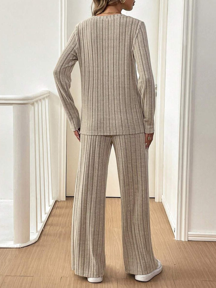 Damen Lässiges Strickanzug mit feinem Rippenmuster Drune