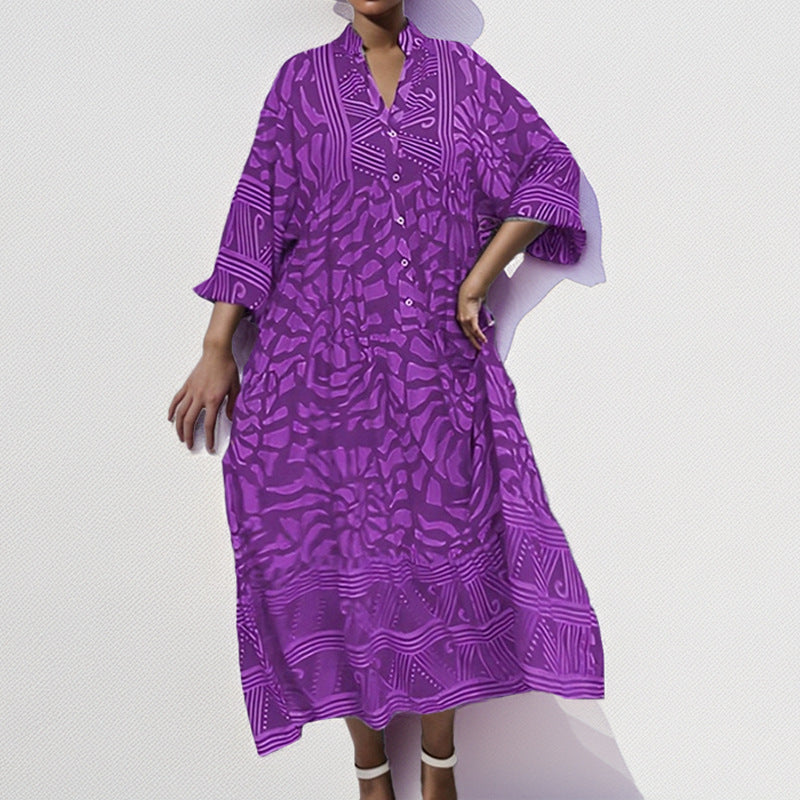 Damen Tunika-Kleid mit einzigartigem Grafikdruck und weiten Ärmeln Drune