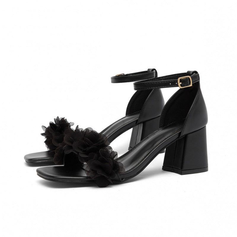 Damen Hochhackige Sandalen mit floralen Applikationen Drune
