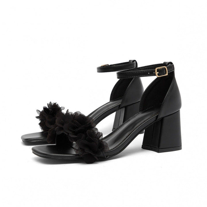 Damen Hochhackige Sandalen mit floralen Applikationen Drune
