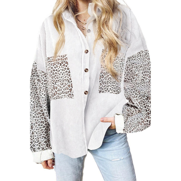 Damen Trendige Kordjacke mit Leo-Details Drune