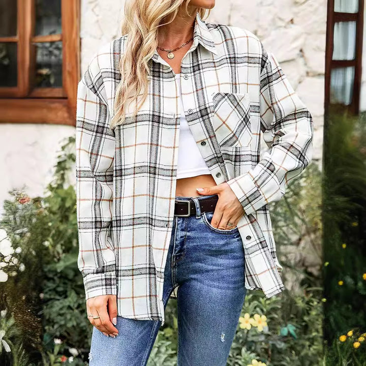 Damen Karierte Freizeitbluse Drune